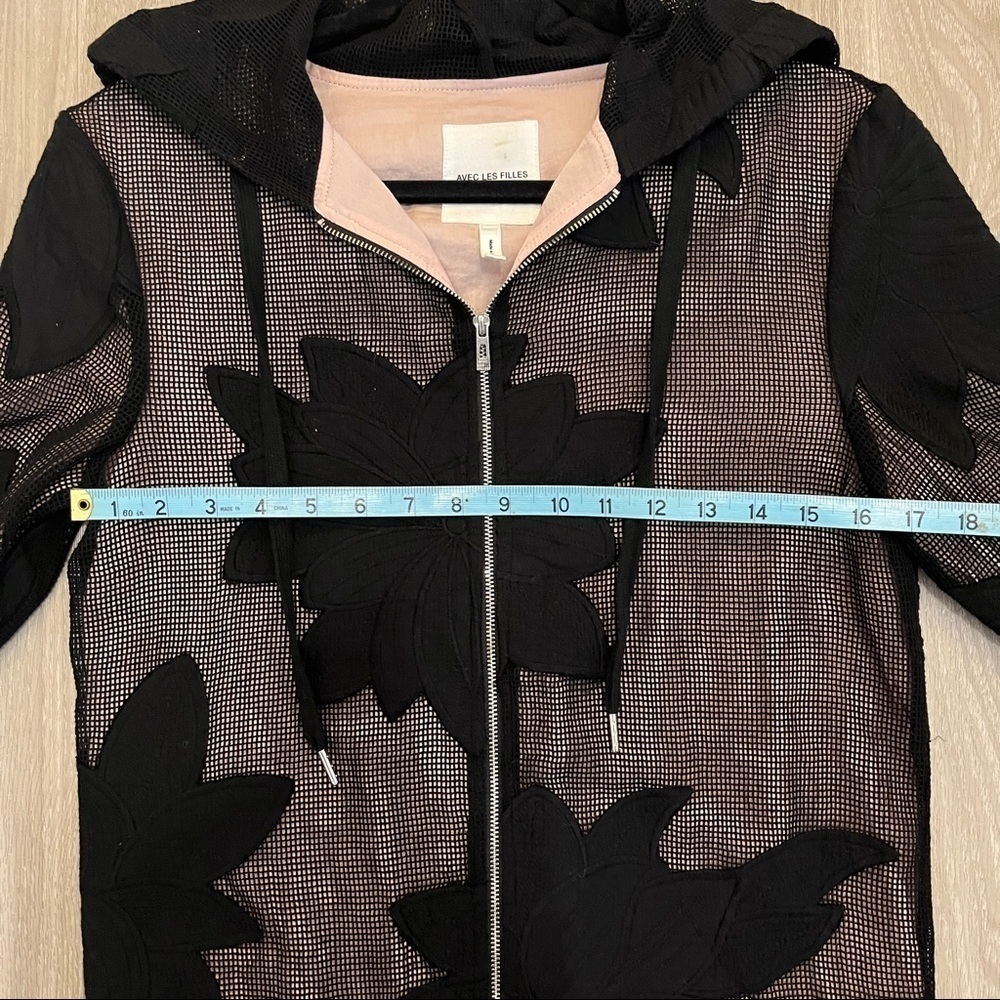 Avec Les Filles Lace Embroidered Zip Hoodie XS - Picture 3 of 10